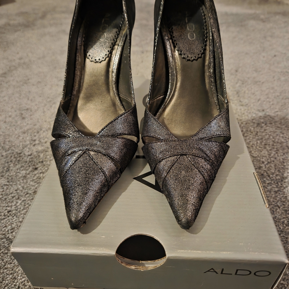 Aldo Metallic Silver Heels
